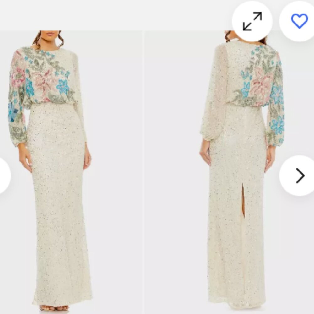 MAC DUGGAL 5615 EMBELLIHSED MULTI FLORAL HIGH NECK NUDE GOWN 4